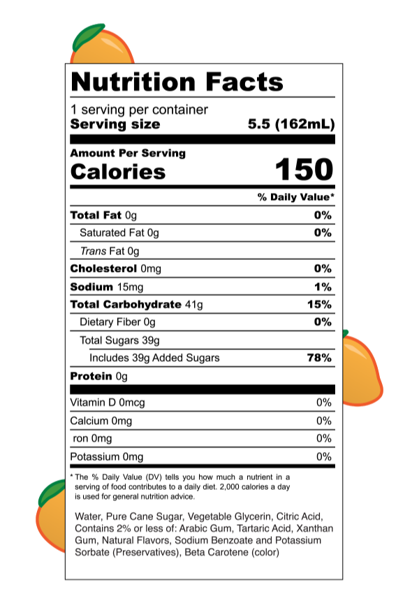 Mango SnoBlast<sup>&reg;</sup> Nutrition
